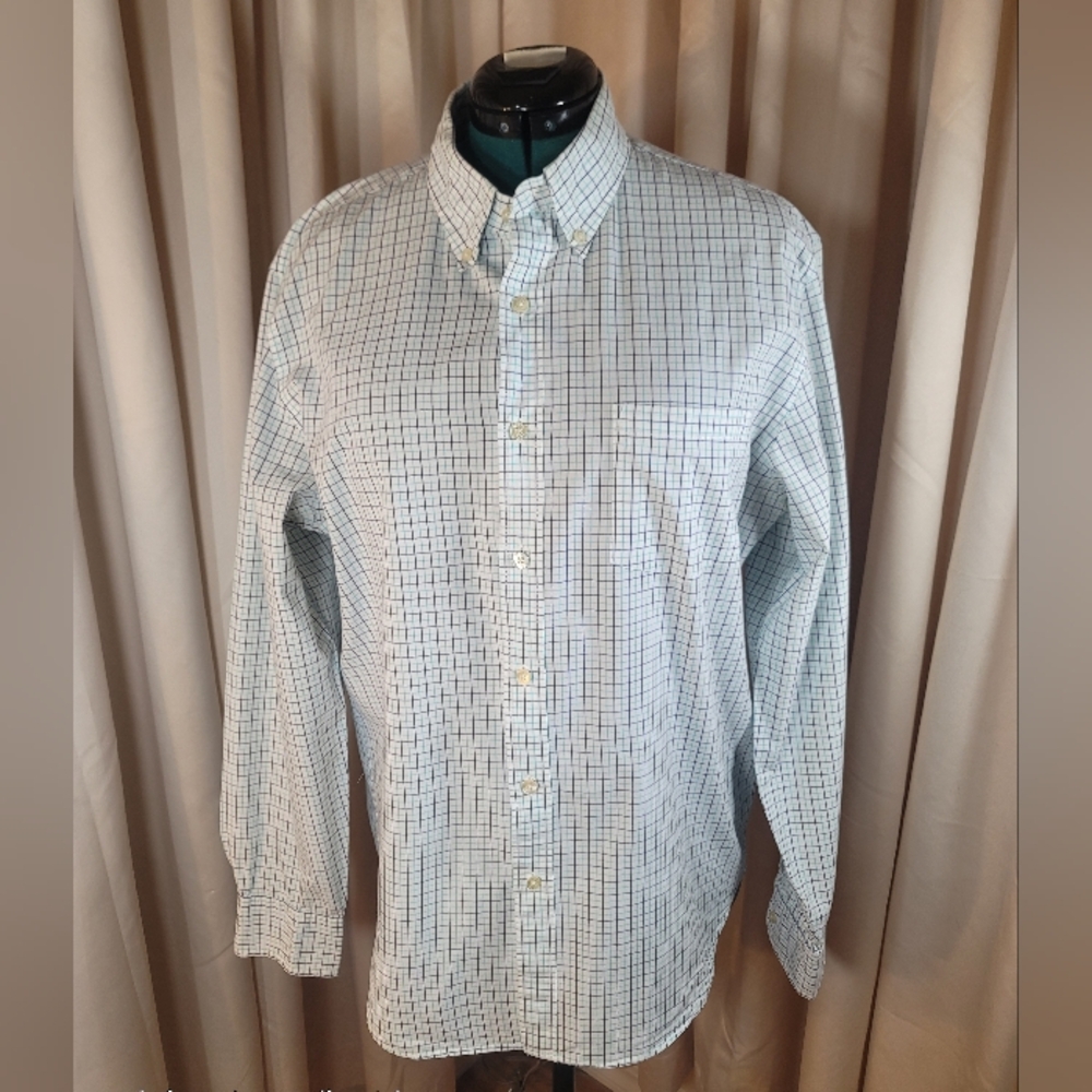 0839. J. CREW ~ Men's ~ Tailored ~ Large ~ Blue Checkered Shirt